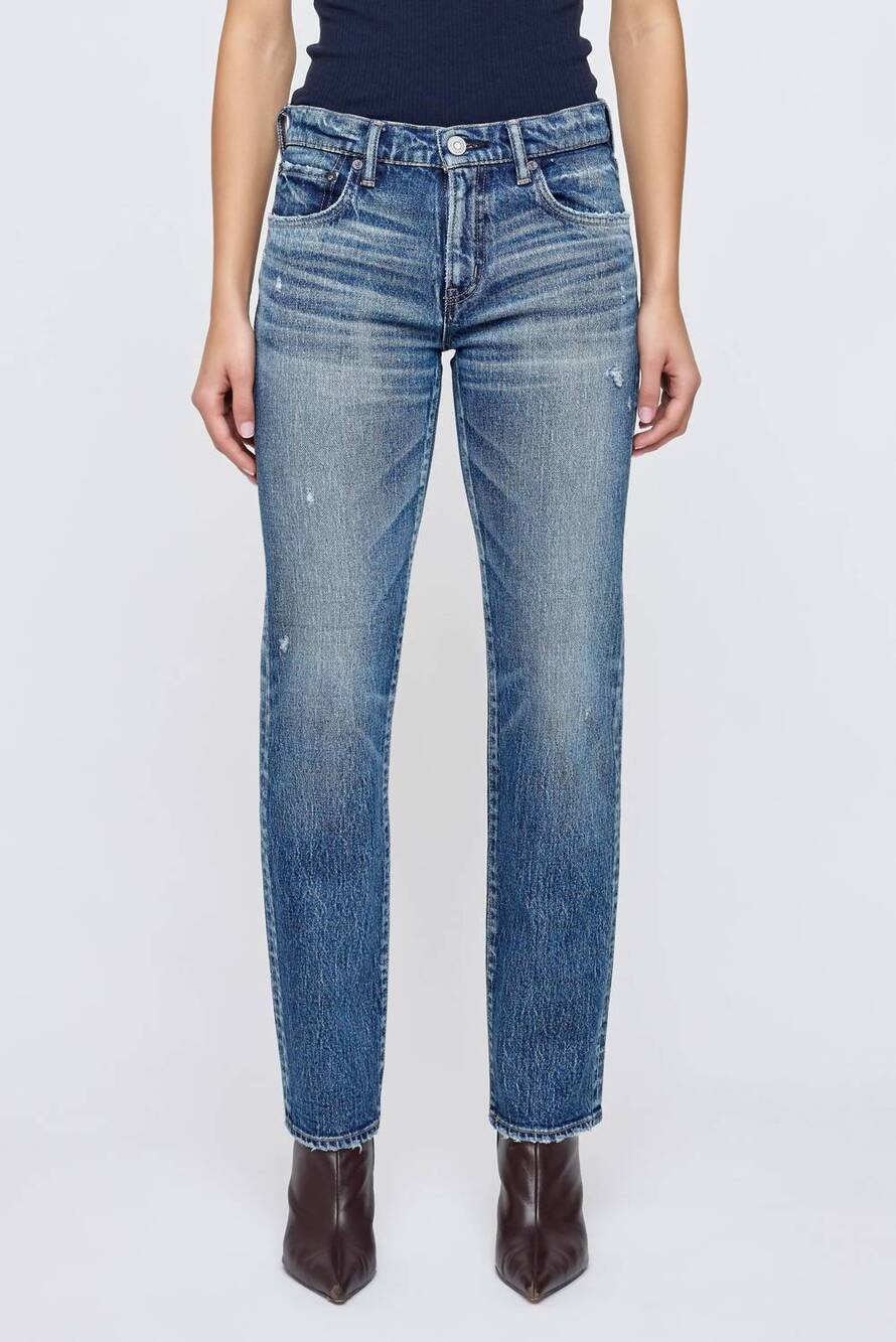 NEW MOUSSY mallard slim straight jeans in blue